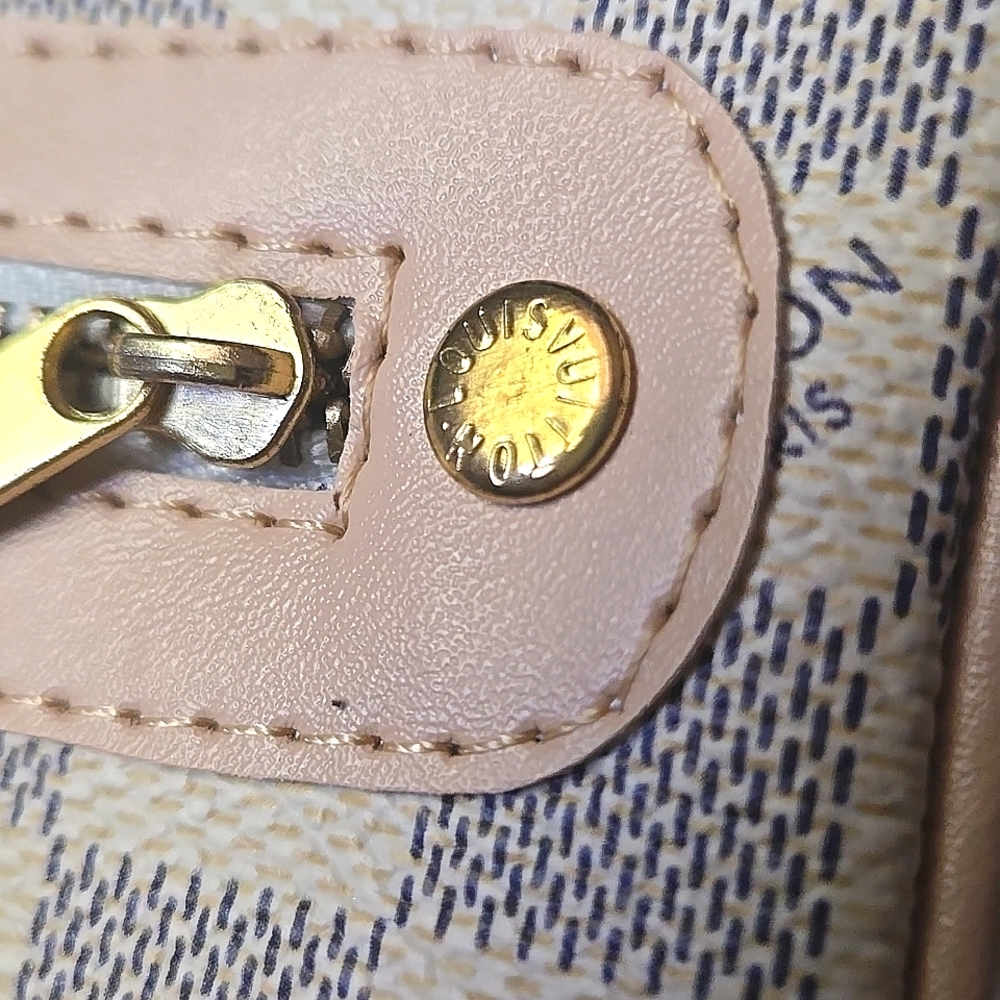 White & Grey Damier Azur Checkered Key Pouch - Picture 5 of 15